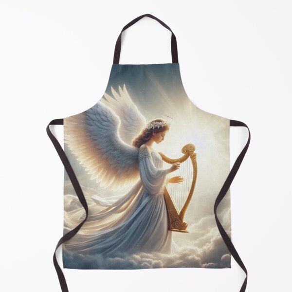 Item preview, Beautiful Angel in White Playing Harp in Heaven designed and sold by JesusClub.