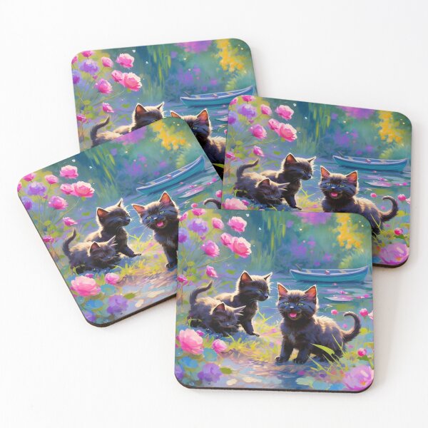 Item preview, Tiny Monet-Inspired Black Kittens designed and sold by vwcallais.