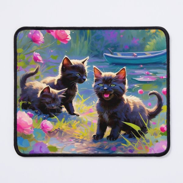 Item preview, Tiny Monet-Inspired Black Kittens designed and sold by vwcallais.