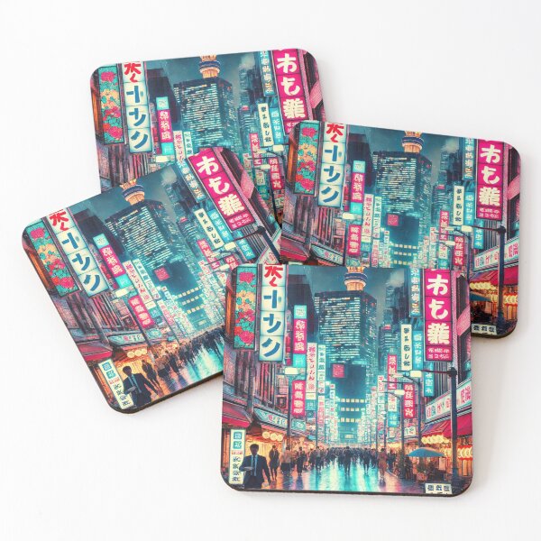 Item preview, A Vibrant Tokyo Street at Night with a Neon Glow designed and sold by KishShop.