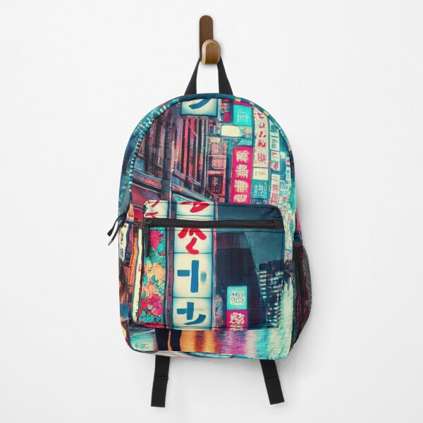Item preview, A Vibrant Tokyo Street at Night with a Neon Glow designed and sold by KishShop.