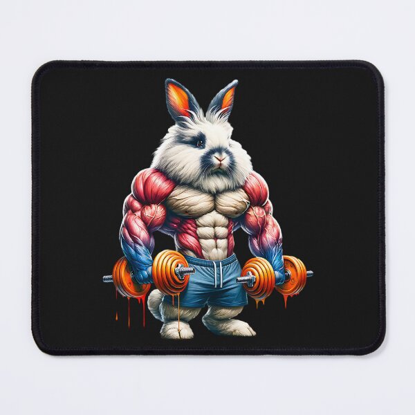 Item preview, Muscular bunny with dumbells designed and sold by AwesomeBeyondLimits.