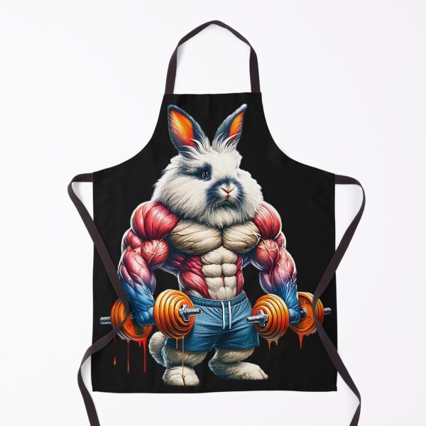 Item preview, Muscular bunny with dumbells designed and sold by AwesomeBeyondLimits.