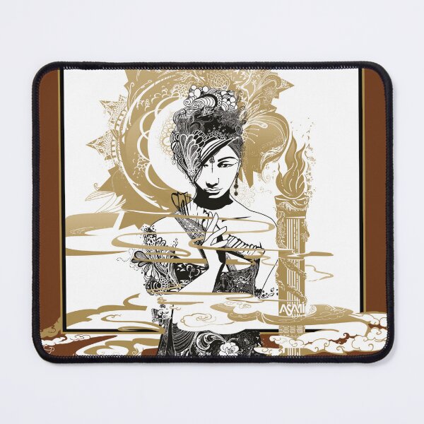 Item preview, asian woman with golden incense smoke designed and sold by asamijess.