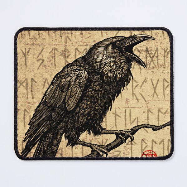 Item preview, Viking Runes Raven, Corvid covus corax designed and sold by HaggisVitae.