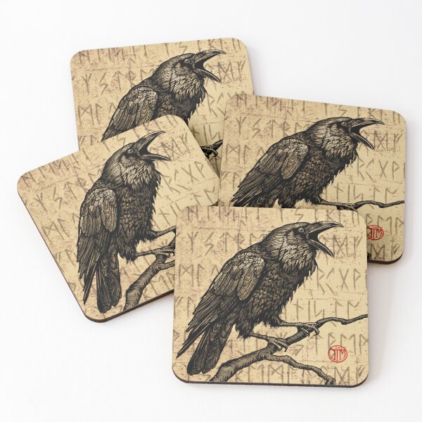 Item preview, Viking Runes Raven, Corvid covus corax designed and sold by HaggisVitae.