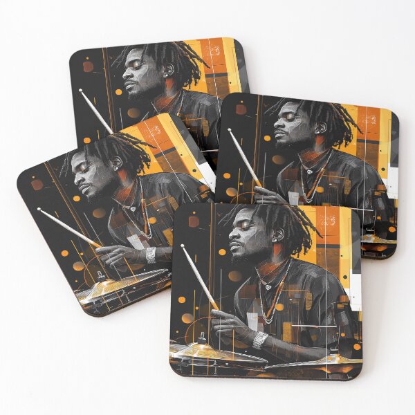 Item preview, Black man rasta playing a jazz drum set designed and sold by alessionastro.