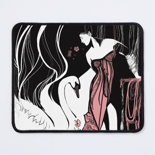 Item preview, feminine softness with long hair and swan, with stylized floral motifs designed and sold by asamijess.