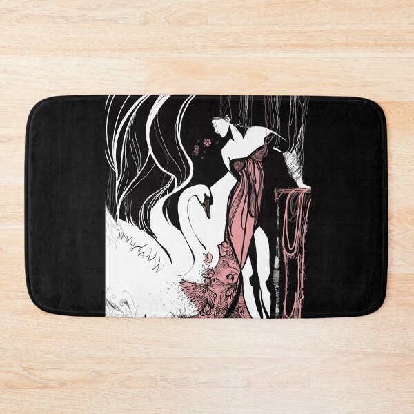 Item preview, feminine softness with long hair and swan, with stylized floral motifs designed and sold by asamijess.