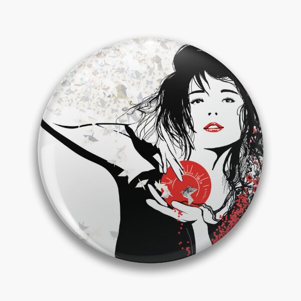 Item preview, Woman holding a Japanese red sun, escaping Origami birds designed and sold by asamijess.