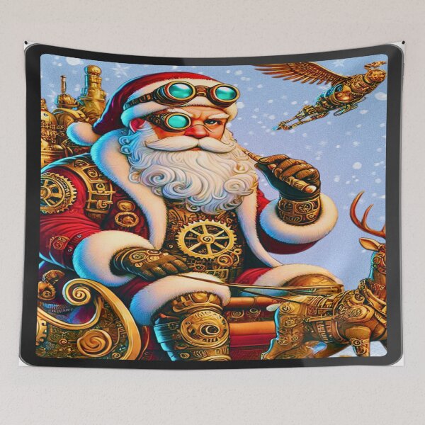Item preview, Steampunk Santa Claus with Golden Mechanical Sleigh designed and sold by DreamsArtwear.