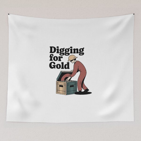 Item preview, Digging for Gold - Crate Digger Vinyl Art designed and sold by OldSchoolRetro.
