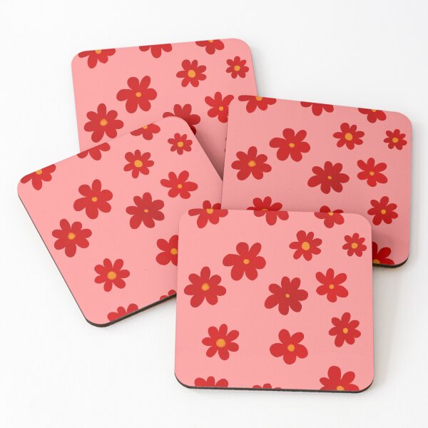 Item preview, Red flower with yellow dot pattern post card and sticker  designed and sold by tenkenryujin.