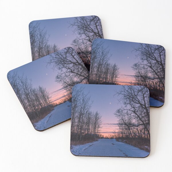 Item preview, Winter Forest Path and Crescent Moon at Sunset designed and sold by Amy Mitchell.