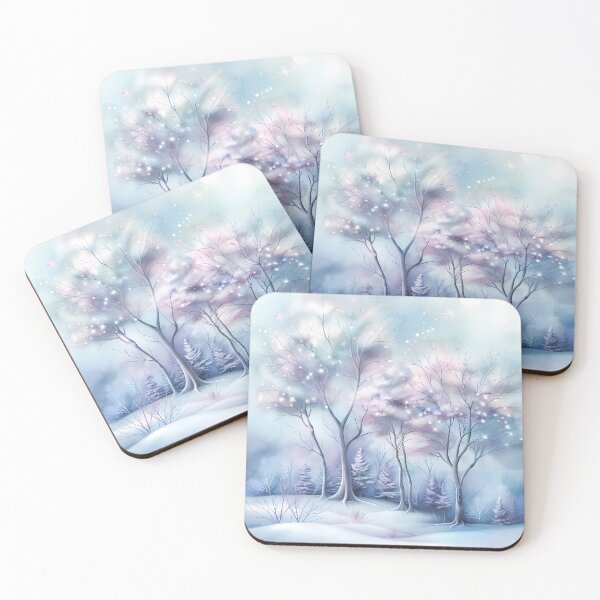 Item preview, Winter landscape. Fields and trees covered with snow. Pastel colors. designed and sold by MagelliShop.