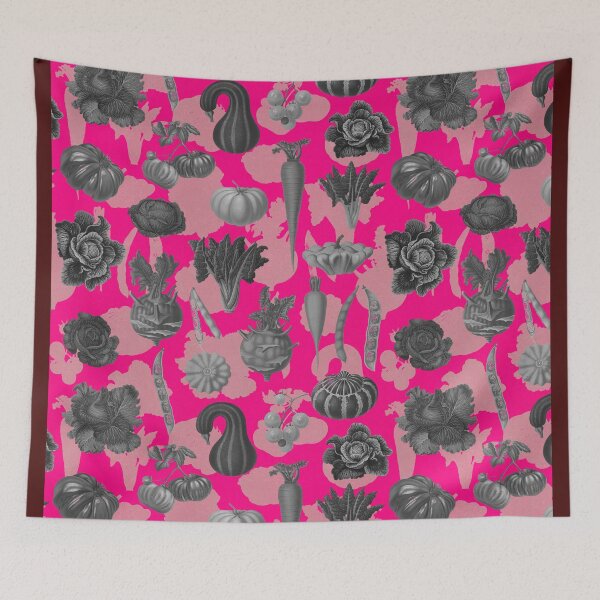 Item preview, Copy of Vintage illustration of vegetables remixed magenta pink designed and sold by Alessandro Remo Mazzoni Remotextiles.
