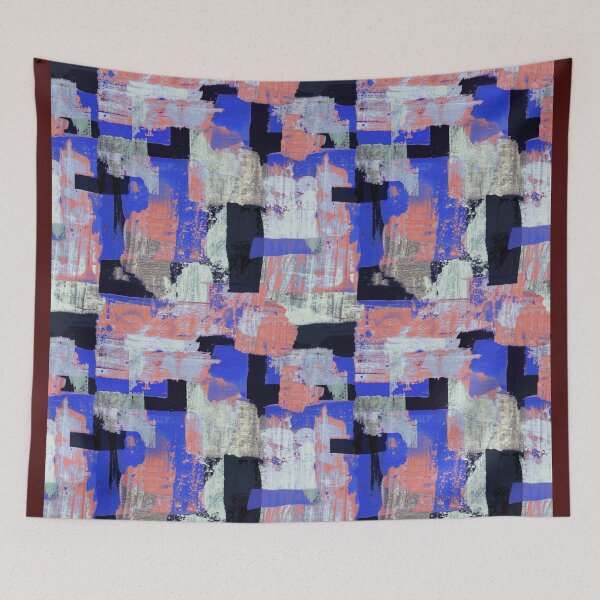 Item preview, Painting abstract blue purple pink black designed and sold by Alessandro Remo Mazzoni Remotextiles.