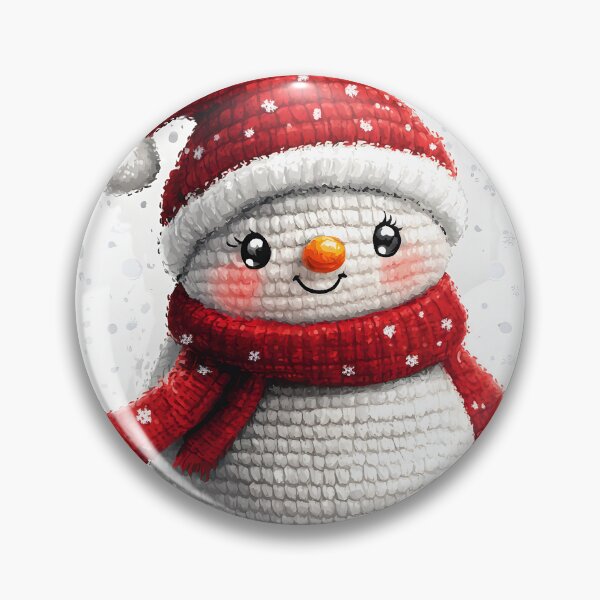 Item preview, Cute Amigurumi-Style Snowman with Red Scarf – Christmas Art designed and sold by AnnDesignStudio.