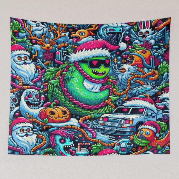 Item preview, Chains, Shadowy Spirits, and Punk Santa Clauses in 8-Bit Fusion – Perfect Holiday Gift designed and sold by Imaginarium of Chaos falcon88 .