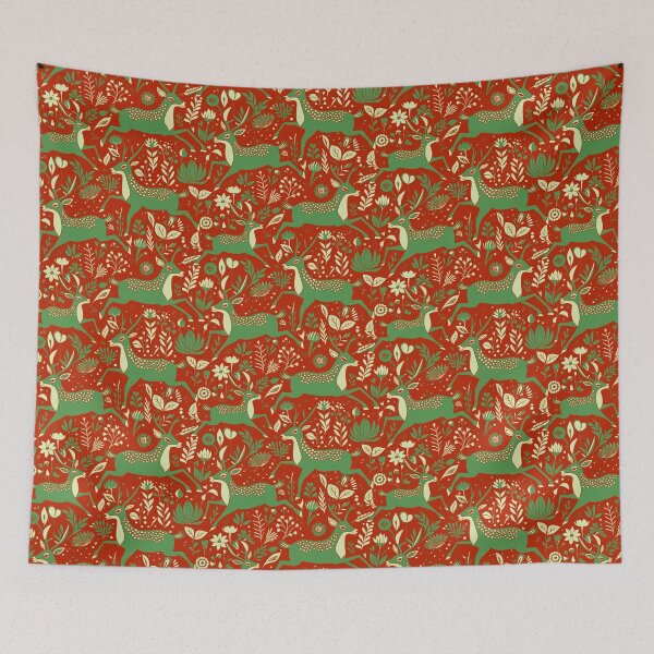 Item preview, Deer Season - Cream - Dark Red - Green  designed and sold by Fezzyboo.