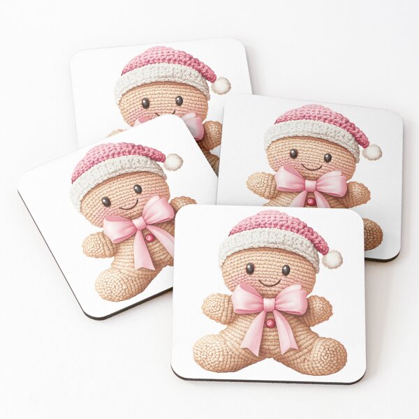 Item preview, Cute Christmas Gingerbread Man in Pink & White Crochet  designed and sold by AnnDesignStudio.