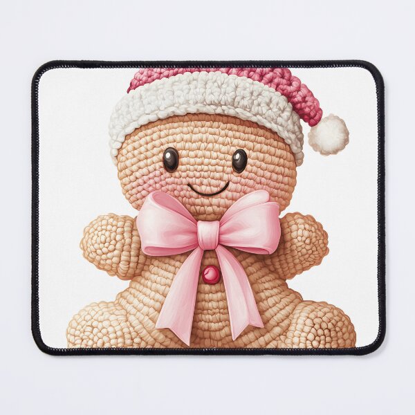 Item preview, Cute Christmas Gingerbread Man in Pink & White Crochet  designed and sold by AnnDesignStudio.