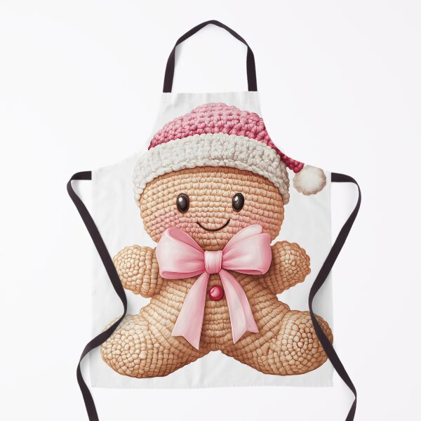 Item preview, Cute Christmas Gingerbread Man in Pink & White Crochet designed and sold by AnnDesignStudio.