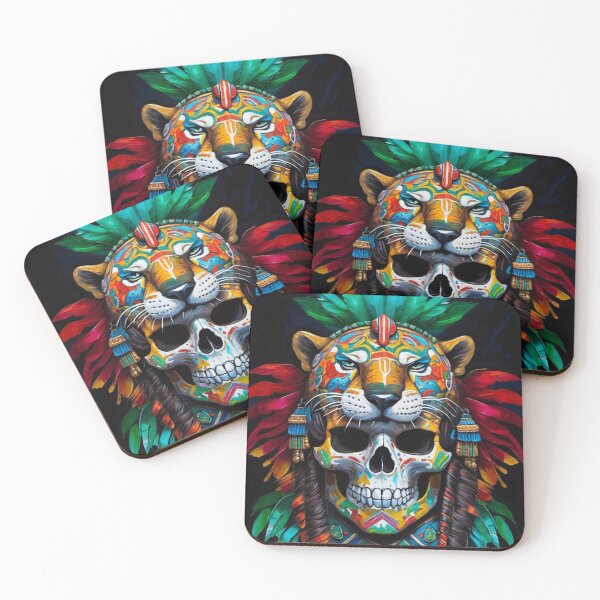 Item preview, Aztec Painted Skull Panther Headress designed and sold by MatrixTattoo.