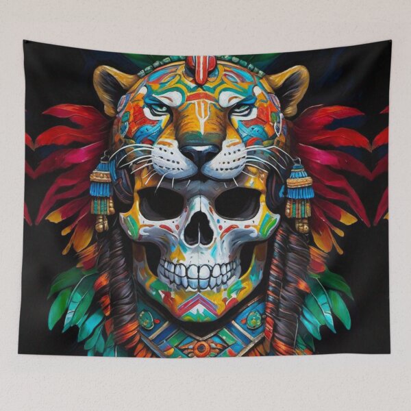 Item preview, Aztec Painted Skull Panther Headress designed and sold by MatrixTattoo.