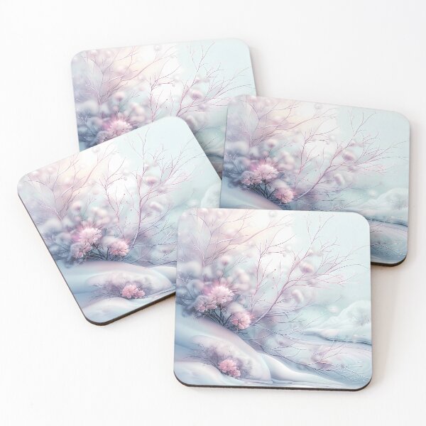 Item preview, Winter landscape. Fields and trees covered with snow. Flowers in the snow. Pastel colors. designed and sold by MagelliShop.