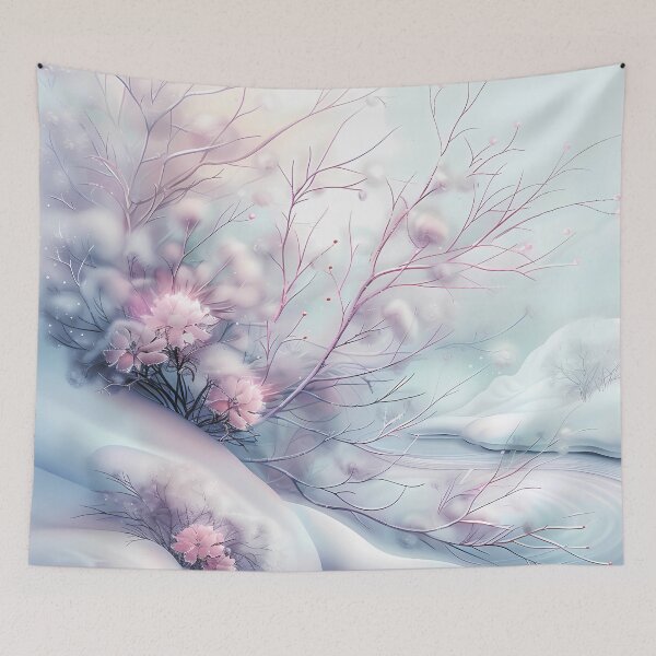Item preview, Winter landscape. Fields and trees covered with snow. Flowers in the snow. Pastel colors. designed and sold by MagelliShop.