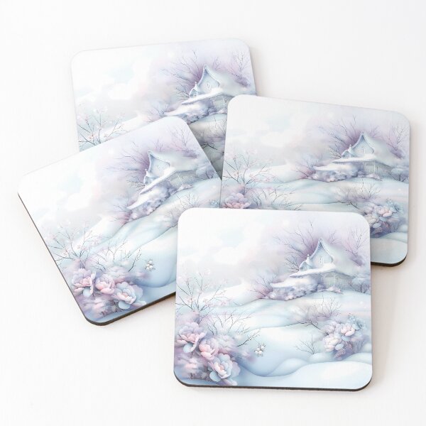 Item preview, Winter landscape. Fields and trees covered with snow. Flowers in the snow. Pastel colors. designed and sold by MagelliShop.