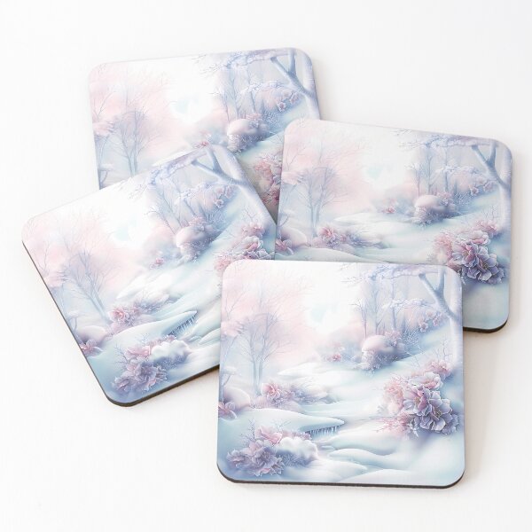 Item preview, Winter landscape. Fields and trees covered with snow. Flowers in the snow. Pastel colors. designed and sold by MagelliShop.