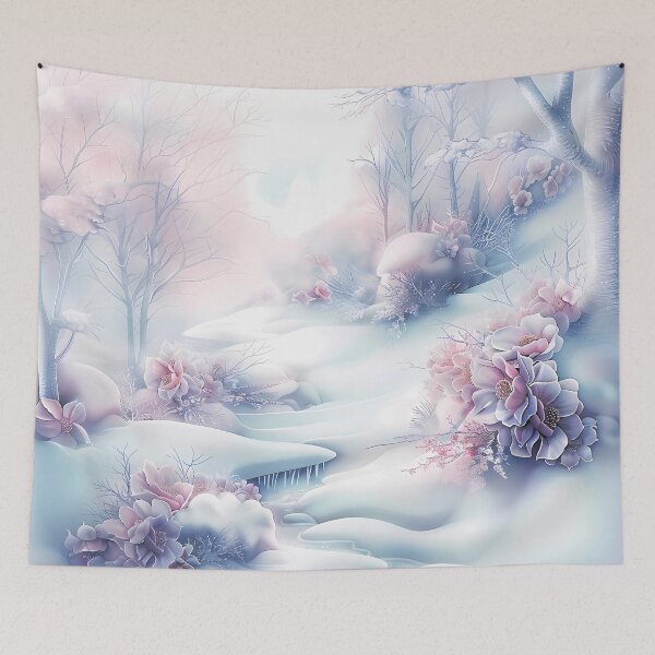 Item preview, Winter landscape. Fields and trees covered with snow. Flowers in the snow. Pastel colors. designed and sold by MagelliShop.