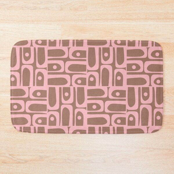 Item preview, Mid Century Modern Piquet Abstract Multi Geometric Pattern in Mocha Brown and Light Pink designed and sold by kierkegaard.