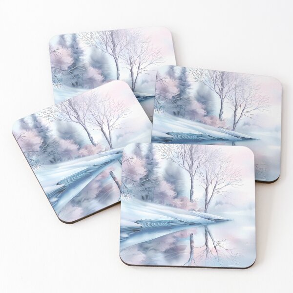 Item preview, Winter landscape. River and trees covered with snow. Flowers in the snow. Pastel colors. designed and sold by MagelliShop.