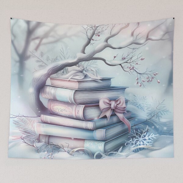 Item preview, Winter landscape.Books in the snow.Pastel colors. designed and sold by MagelliShop.