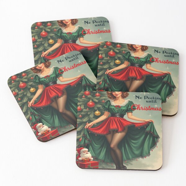 Item preview, Christmas Pin up "No Peeking" designed and sold by PinUpPavilion.