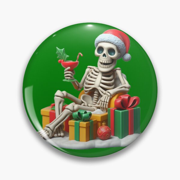 Item preview, Christmas Skeleton – Sticker & Pin Buttons designed and sold by Aredbox.