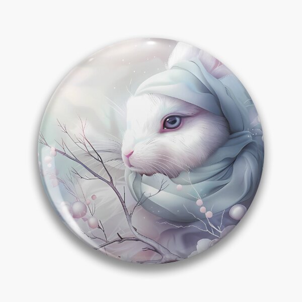 Item preview, White bunny in the snow in winter clothes. Winter landscape. Pastel colors. designed and sold by MagelliShop.