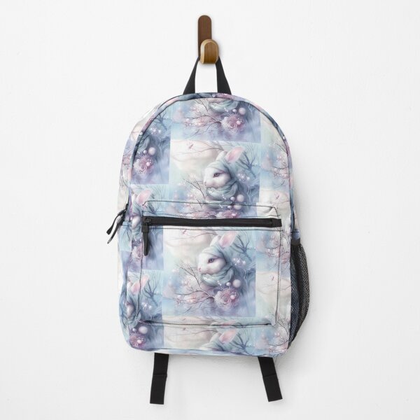 Item preview, White bunny in the snow in winter clothes. Winter landscape. Pastel colors. designed and sold by MagelliShop.