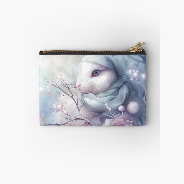 Item preview, White bunny in the snow in winter clothes. Winter landscape. Pastel colors. designed and sold by MagelliShop.