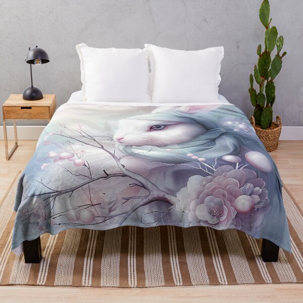 Item preview, White bunny in the snow in winter clothes. Winter landscape. Pastel colors. designed and sold by MagelliShop.