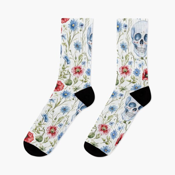 Item preview, Watercolor Skulls and Wildflowers designed and sold by flamini.