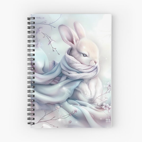 Item preview, White bunny in the snow in winter clothes. Winter landscape. Pastel colors. designed and sold by MagelliShop.