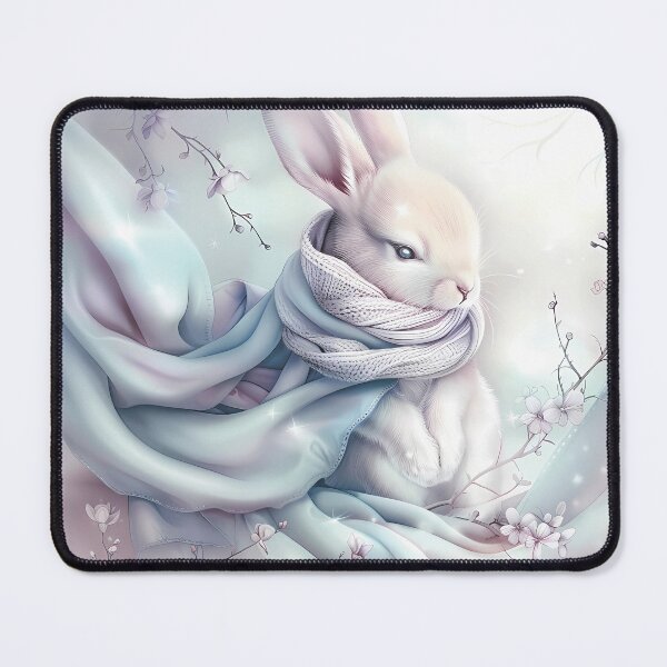 Item preview, White bunny in the snow in winter clothes. Winter landscape. Pastel colors. designed and sold by MagelliShop.