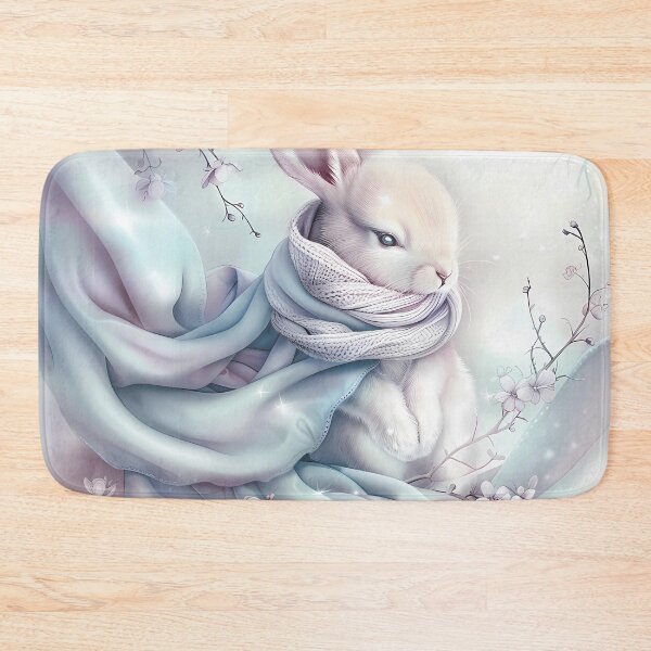 Item preview, White bunny in the snow in winter clothes. Winter landscape. Pastel colors. designed and sold by MagelliShop.