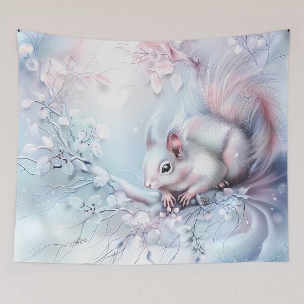 Item preview,  Squirrel on a snow-covered branch.Winter landscape.Pastel colors. designed and sold by MagelliShop.