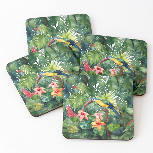 Item preview, Vintage Tropical Bird eyeing fruit in the Jungle at Night designed and sold by Ray's Photos & Art.