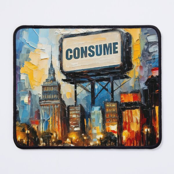 Item preview, Consume Billboard over an Abstract City designed and sold by ArtFactoryAI.